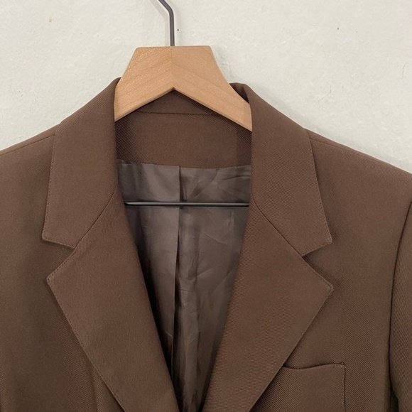 Barclay Petites Women's 8 Brown Vintage Utility Blazer Jacket V Neck 2 Button - Picture 7 of 10